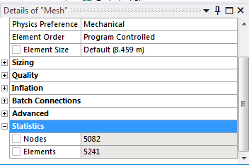 Wind Blade Structure Mesh - Statistic